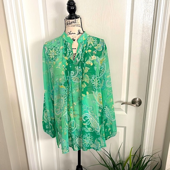 Susan Graver Tops - Susan Graver Sheer Paisley, Floral Blouse. NWOT